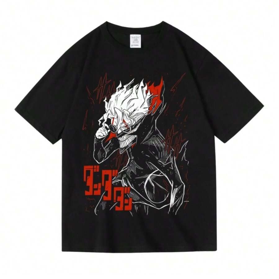 Fashion-Super Fire Anime Bold Party Dangda When Transcendent Boy Costume Cotton Short Sleeve T-Shirt For Men And Women Summer - 黑色 - 查看 1