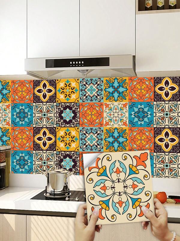 10 Peças Adesivos de Parede Estilo Boêmio, Removíveis, À prova d'água e à prova de óleo, Adequado para sala de estar, cozinha, quarto, Decoração Doméstica DIY