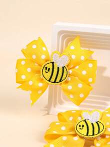 2pcs Yellow Bee Hair Clips, Flower Bow Hair Clips, Cute Fabric Hair Clips For Teens And Girls - Yellow - View 8