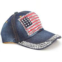 S.American Flag Baseball Cap Sparkle Rhinestone USA Flag Deim Hip Hop Hat - 4c - View 2