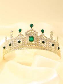 1 pieza Corona estilo palacio marroquí con cristales de aleación de zinc, corona retro francesa de lujo para reina, tocado nupcial de Oriente Medio, adecuado para boda, fiesta, festival, diadema de mujer