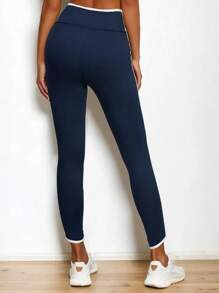 1pc Women's Contrast Color Stripe Yoga Pants, High Waisted, Tummy Control, Butt Lifting, Smoothing, Workout, Gym, Running Leggings