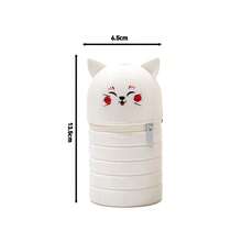 1/2/5个装可折叠卡通硅胶笔袋，心形猫咪、狗狗、小熊图案，柔软可扩展笔袋，两种款式：直筒型、可折叠型、文具袋 - 彩色 - 查看 16