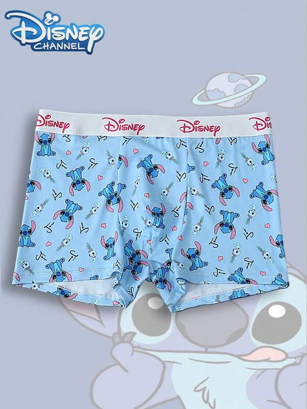 Disney 1pc  Cartoon Print Underwear-Soft-Comfortable, Letter Elastic Waistband, Casual Men's Underwear