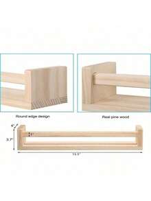 2Pcs Bookshelves Wall Mounted Floating Shelves For Wall,Wall Bookshelves,Baby Nursery Decor, Solid Wood Wall Mounted Shelves For Books, Toys And Decor Storage