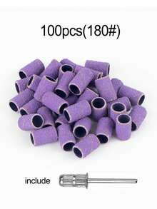 100 piezas/caja Juego de bandas de lijado con eje de metal Brocas de taladro de uñas para esmalte de uñas, gel, eliminación de piel muerta y callosidades, bandas abrasivas, cortador, múltiples colores y especificaciones disponibles, suministros para uñas, herramientas para uñas, herramientas de arte de uñas, de vuelta a la escuela, uñas, herramientas para uñas postizas - Rosa Fucsia - Ver 15