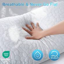 Cooling Bed Pillows For Sleeping Shredded Memory Foam King Pillows 2 Pack Gel Pillows King Size Set Of 2, Support Yet Soft Adjustable Pillow For Side, Back Sleepers - 白色 - 查看 8