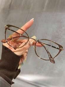 Y2k 冷茶色猫眼眼镜 女士透明眼镜配件