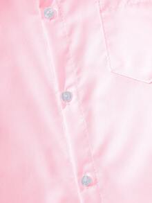 男童休闲校园风格口袋装饰粉色短袖衬衫，适合正式活动、派对、表演 - 粉色 - 查看 6