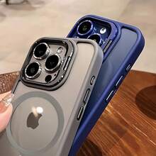 [Super Hot Magnetic Shockproof Case For IPhone] Premium Magnetic Shockproof Case For Iphone 16 15 14 13 12 Pro Max Plus Magsafe Stand Glass Lens Protective Back Cover - Xám - Xem 5