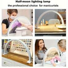 便携式半月形 LED 美甲灯带按钮控制 - USB 供电，现代白色设计，适用于美甲、睫毛延长、纹身和皮肤护理 - 太空主题专业美容院照明，凝胶指甲 UV 灯，抛光金属装饰 - 多色 - 查看 7