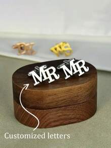 1 para spersonalizowanych spinek do mankietów ze stali nierdzewnej dla mężczyzn z prostymi inicjałami 1-2, elegancki minimalistyczny design, idealny wszechstronny dodatek na oficjalne wydarzenia i wesela dla mężczyzn, świetny prezent dla ojca, męża, chłopaka lub syna