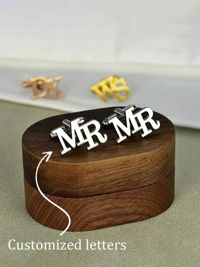 1 Pair Customized Stainless Steel Personalized Men's Simple 1-2 Initial Letter Cufflinks, Elegant Minimalist Design, Perfect Versatile Accessory For Men's Formal Events And Weddings, Great Gift For Father, Husband, Boyfriend Or Son