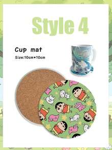 CRAYON SHINCHAN 蜡笔小新动漫周边圆形杯垫创意可爱隔热陶瓷水杯防滑垫