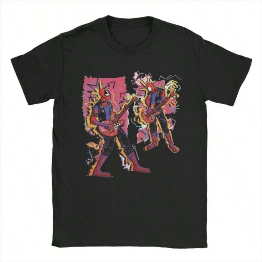 BREATHABLE COOL SUMMER Spider Punk Spider-Mans Cartoon Accessories Men Women T Shirt Cotton Tee Graphic Printed Spider Manss Tops T-Shirt - 黑色 - 查看 1