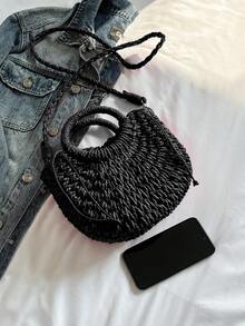 BAILEE 1 件纸编织斜挎包单肩包雏菊装饰手工小钱包手提包波西米亚夏季包适合度假旅行和时尚服装搭配和与朋友一起购物