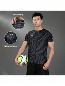 Under Armour 男女通用T恤，2026夏季新款足球训练运动跑步健身透气短袖T恤 24500510-001 - 黑色 - 查看 11