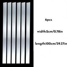 6pcs 1m/39.37in DIY Ceiling Edge Mirror Strip Self-Adhesive Acrylic Art Wall Tile Stickers Decor 3D Wall Stickers Decoration TV Background - Multicolor - View 17