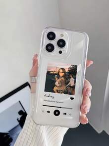 1pc Customized Phone Case - Personalized Phone Case With Custom Name, Music Player Themed Case With Uploaded Photo, Name, Signature For Unique Music Interface Look. Compatible With IPhone 11/12/13/14/15 Pro Max, Galaxy A15/A25/A35/A55/S23/24 Ultra, Redmi, OPPO - Clear - View 5