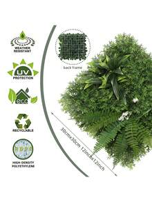 1/6 件人造黄杨草篱笆草墙，杜鹃花叶，人造花，人造植物，米兰花，黄杨木，PE 材料，花园装饰，学校宿舍办公室装饰，户外派对活动节日生日派对装饰，家庭入口酒店餐厅客厅卧室婚宴厨房花园装饰，四季装饰 - 綠色 - 查看 10