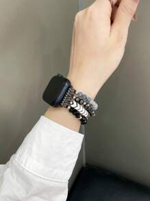 Perlen Armband Band für 38mm 40mm 41mm 42mm 44mm 45mm 46mm 49mm - Bohemischer Stil elastisches Stretch Band - handgefertigtes Kristall Perlenarmband - elegantes, bequemes Damen Uhrenarmband - perfekt für Business, Dates, Hochzeiten, Partys, Alltag - ideales Geschenk für sie - hochwertiges Ersatz Armband Zubehör