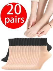 20/10/5 Pares Meias Femininas 3/4, Meias Femininas de Cor Sólida Fashionable e Confortáveis para Negócios, Casual, Férias, Meias 3/4 para Todas as Estações, Resistentes a Odores, Respiráveis, Elásticas, que Absorvem a Umidade e Secam Rapidamente, Adequadas para Uso Diário de Homens e Mulheres