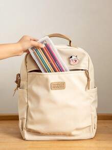 1 pièce Grande boîte de rangement de articles de papeterie transparente, porte-crayons de couleur, stylos aquarelle, porte-pinceau de peinture, sac à crayons pour dessin d'étudiant, organisateur de fournitures de bureau, retour à l'école, fournitures scolaires, trousse à crayons, sac d'école