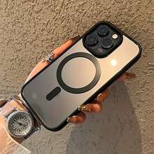 Transparent Magnetic Circular Phone Cover For Iphone 16 15 Pro Max 14 13 12 11 Pro Max Plus 13 Mini - Hồng - Xem 4
