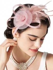 1 Stück elegantes Federhaarbandaccessoire mit Mesh, Braut-Hochzeit Haarschmuck, Kostümparty Kopfschmuck, Geschenk zum Muttertag/Abiball/Erntedank/Weihnachten/Karneval