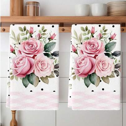 2 chiếc khăn tay hoa hồng hướng dương chanh thanh lịch hoa hồng khăn sợi nhỏ polyester mềm mại thoải mái cho phòng tắm khách sạn gia đình