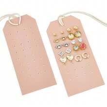 1pc/2pcs/4pcs Portable Leather Earring Rack, 1mm Leather Earring Display, Earring Holder Hanger, Jewelry Storage Box For Earrings And Studs For Women Storage Organizer Travel Essentials Back To School Dormitory Storage - Multicolor - View 4