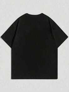 Men's Simple Red Bull Deadpool Graphic Round Neck Short Sleeve Black T-Shirt, Summer Tee Comfortable   Mens Clothes - 黑色 - 查看 2