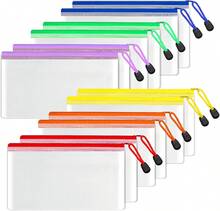 Plastic Mesh Zipper Pouch 4x9 In (6 Colors, 12 Packs), Small Water-Resistant Zip Bag For School Office Supplies, Pencil Organizing Storage - Multicolor - View 1