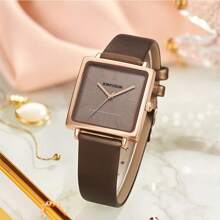 Novo relógio de quartzo feminino da moda. Relógio feminino luxuoso e elegante com mostrador quadrado, presente para namorada ou amiga, presente de Natal