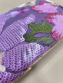 Ví cầm tay mini màu tím (mẫu ngẫu nhiên độc đáo), túi hộp thêu sequin thanh lịch và tinh tế dành cho nữ, phù hợp cho tiệc tùng, đám cưới, dạ hội, hoàn hảo cho tiệc cưới, dạ hội, tiệc tối/tiệc chiêu đãi, phối cùng váy dạ hội, váy dự tiệc và váy sequin, phối hoàn hảo với phụ kiện dạ hội, phối hoàn hảo với tiệc cưới, lựa chọn tốt nhất cho túi thanh lịch dự tiệc cô dâu, túi sequin lấp lánh dành cho nữ, màu tím, sequin. - Màu tím - Xem 9