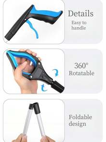 32-Zoll Schwerlast Müll-Greifer mit 360° rotierendem Magnetkiefer, leichtes Design | ergonomischer farbiger Griff, geeignet für den Außen- und Hausgebrauch, Reinigungswerkzeug für Senioren, - faltbarer Greifer und ausziehbarer Greifer, ideales Geschenk für Rekonvaleszenz, batteriefrei