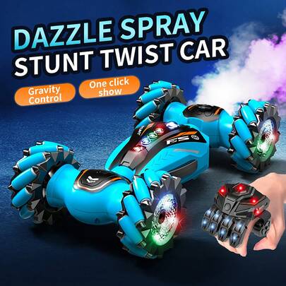 1pc Gesture Sensor Remote Control Stunt Car, Transforming Car Twisting Car, Remote Control 4WD Drift Car, Boxing Glove Remote Control, Gesture Remote Control Car, With Lights And Music And Spray Function, Double-Sided Drift Truck Off-Road 45° Sidewalk, Twisting And Transforming, Rotating Drift Omni-Directional Walking Drift Suitable For Boys And Girls Game Gifts, Holiday Gifts, Birthday Gifts
