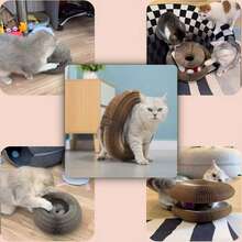 1个带铃铛的猫抓板玩具，互动魔法玩具，可缓解猫咪无聊，由瓦楞纸板制成（可组装延长），球的颜色随机。 - 棕色 - 查看 7
