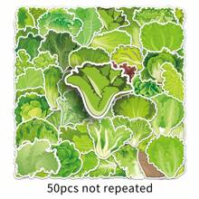 50PCS Cartoon Green Vegetable Lettuce Graffiti Stickers,Suitable For DIY Festival Decorations, Diaries, Suitcases, And Hand Books Craft Decorative Stickers, School Supplies,Back To School