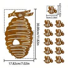 Beehive Wind Chimes, Metal Outdoor Garden Decoration, Honeycomb Design And Soothing Sound, Country Wind Chimes, Suitable For Terraces, Courtyards, Men's Gifts, No Batteries, 11 Pieces Of Bee Decoration. - Rust Brown - View 5