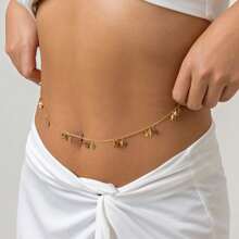 1 pièce Chaîne de taille à double couche avec pendentif papillon sexy à franges pour femmes, style de rue avec chaîne de corps en métal