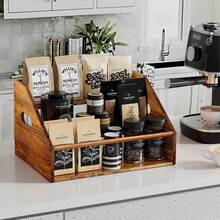 3 Tier Wood Liquor Bottle Display Shelf, Coffee Syrup Organizer Rack, Wine Racks Countertop, Bar Shelf For Vodka Tequila Whiskey, Liquor Cabinet For Home Decor, Mini Bar, Brown Bar Organizer - Multicolor - View 6