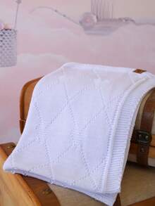 Knitted Baby Blanket Warm Maternity Blanket With Heart - 白色 - 查看 2