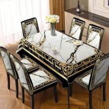 1/4/5/6/7pcs Fashionable Simple European And American Style Printed Chair Covers / Chair Cover Set, Suitable For Indoor Home Restaurant, Hotel Modern Daily Decoration. Tablecloth Suitable For Square Tables, Elastic Chair Covers Can Be Washed