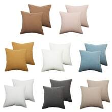 2pcs Creamy Snowflake Herringbone Throw Pillow Covers, Soft & Breathable Square Cushion Covers, Polyester Fiber Material, Size Options: 40x40cm, 45x45cm, 50x50cm, Minimalist Herringbone Pattern Creates A Cozy Atmosphere, Suitable For Home Decor In Living Room And Bedroom, No Pillow Inserts.