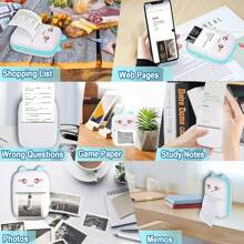 Wireless Mini Thermal Printer, 200Dpi, USB Rechargeable, Portable Inkless Sticker Printer, Compatible With IOS & Android, For Photos, Notes, Gift, Receipts, Lists, And DIY Journals - Home & Office Use