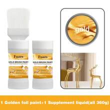 Gold/Silver Foil Paint, 180g/300g, Various Sizes, Water-Based, Suitable For Indoor/Outdoor, Metal, Wood Surfaces, Contains /Silver Powder