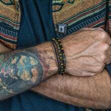 1pc New Tiger Eye Black Agate Natural Stone Beaded Bracelet, Adjustable Multi-Layer Woven Bracelet For Women & Men, Durable