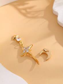 1 件不锈钢月亮和八角星肚脐环吊坠，性感肚脐穿孔首饰，适合日常佩戴 - 銀色 - 查看 9