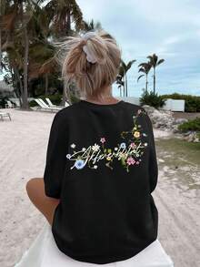 Lässiges, luftiges Sommer Blumen-T-Shirt mit Kurzarm, vintage amerikanischer Street-Style Unisex T-Shirt mit Halbarm, hochwertig